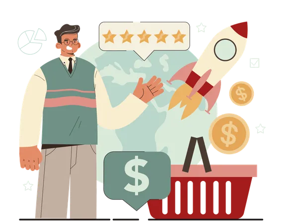 Man showing startup profit  Illustration