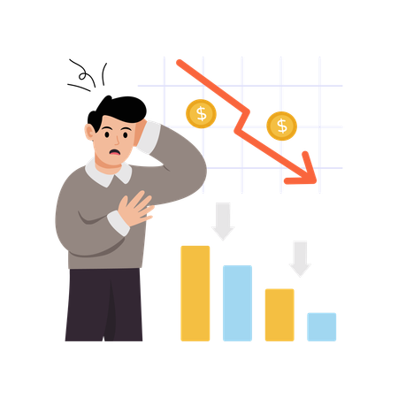 Man showing stock crash  Illustration