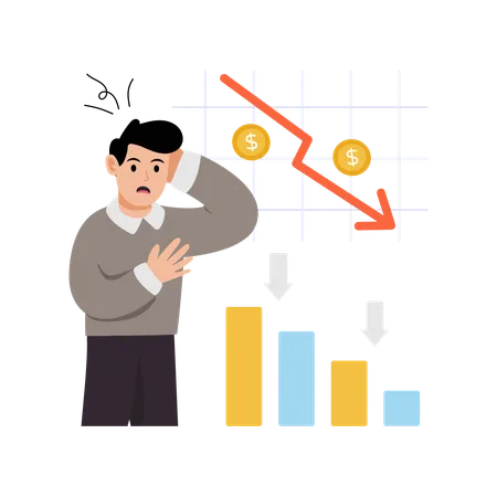 Man showing stock crash  Illustration