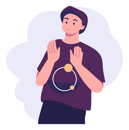 Man Showing Stop Hand Gesture  Illustration