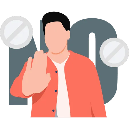Man showing stop with his hand  Illustration