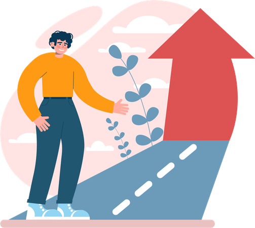 Man showing success way  Illustration