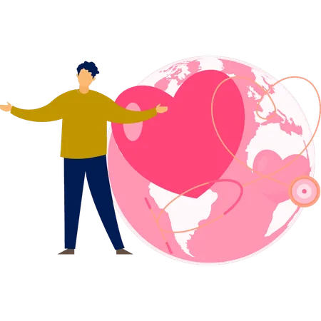 Man showing sugar free healthy world  Illustration