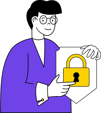 Man showing system security  Illustration