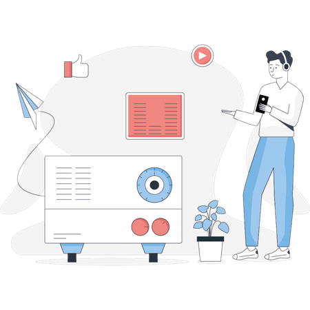 Man  showing tap recorder  Illustration