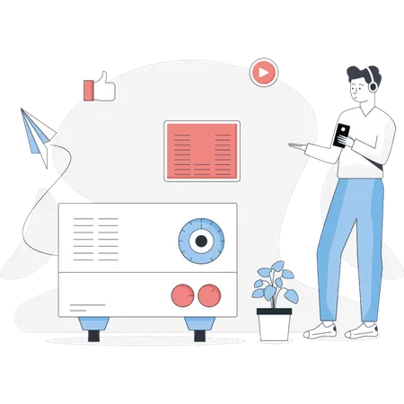 Man  showing tap recorder  Illustration