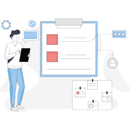 Man  showing task list  Illustration