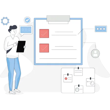 Man  showing task list  Illustration