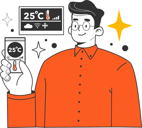 Man showing temperature  イラスト