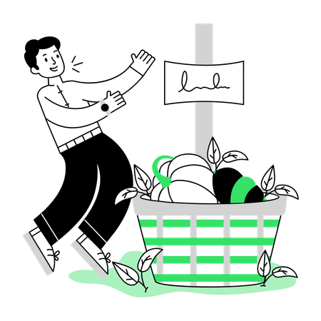 Man showing Thanksgiving Hamper  Illustration