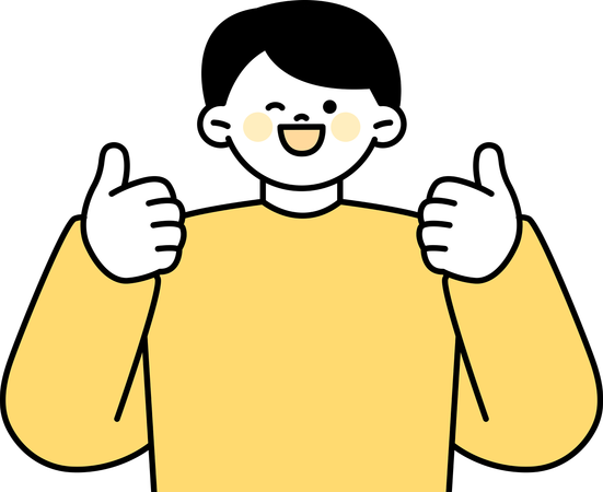 Man showing Thumb Up with both hands  Illustration