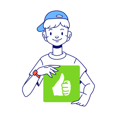 Man showing thumbs up  イラスト
