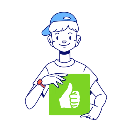 Man showing thumbs up  イラスト