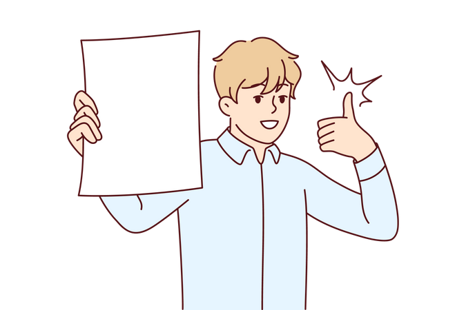 Man showing thumbs up and report Illustration