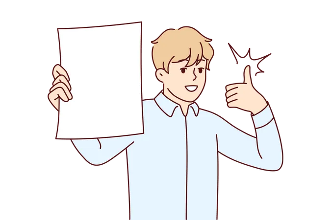 Man showing thumbs up and report Illustration