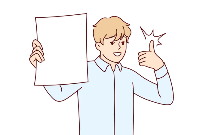 Man showing thumbs up and report  Illustration