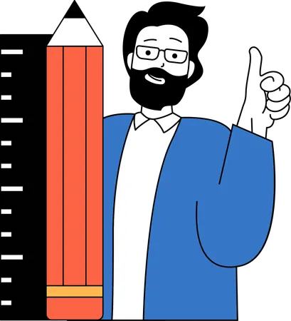 Man showing thumbs up with scale  イラスト
