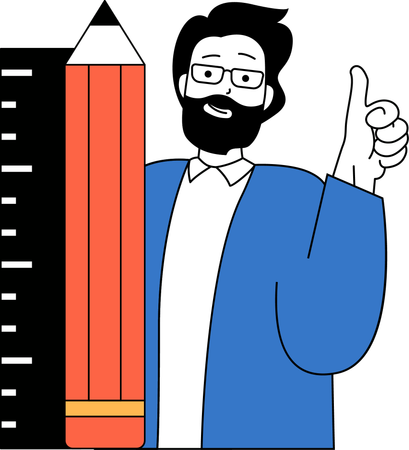 Man showing thumbs up with scale  Illustration