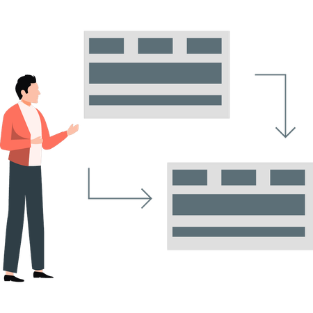 Man showing transfer data  Illustration