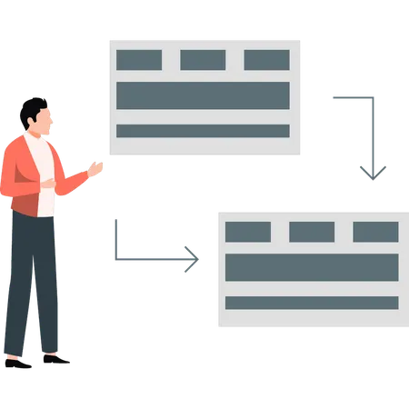 Man showing transfer data  Illustration