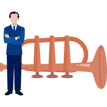 Man showing trumpet  Illustration