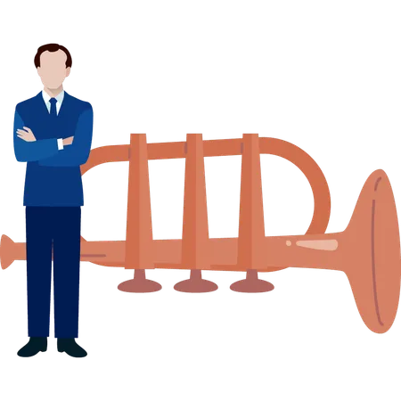 Man showing trumpet  Illustration