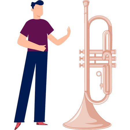 Man showing trumpet music  Illustration