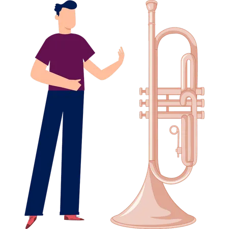 Man showing trumpet music  Illustration