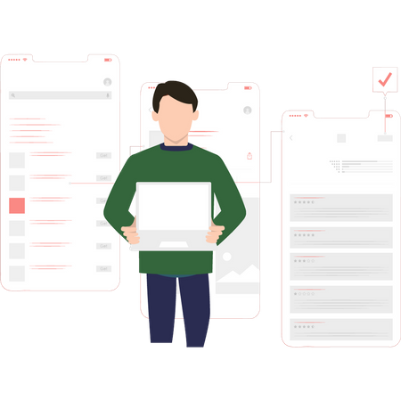 Man showing ui ux deisgn  Illustration