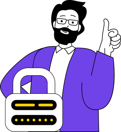 Man showing user authentication  Illustration