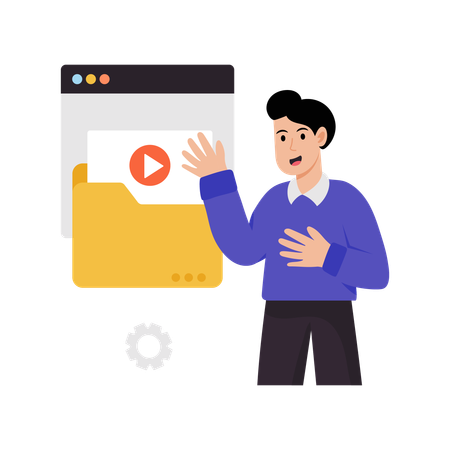 Man showing video folder  Illustration