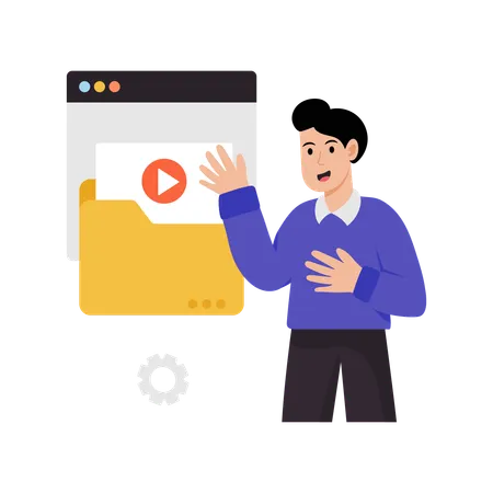 Man showing video folder  Illustration