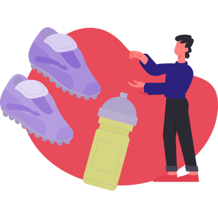 Man showing water bottle  Illustration