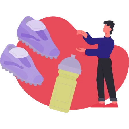 Man showing water bottle  Illustration