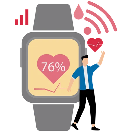 Man showing Wearable Tech Gadgets  Illustration