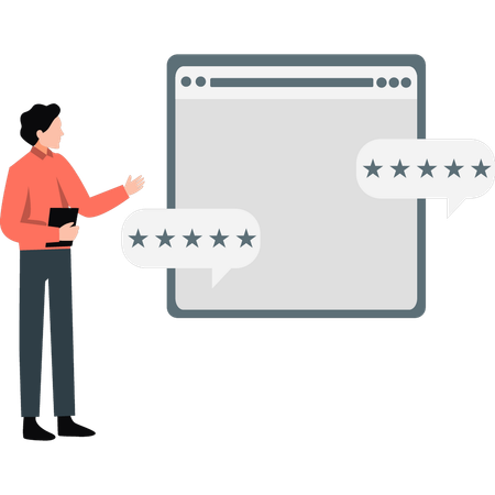 Man showing web star rating  Illustration