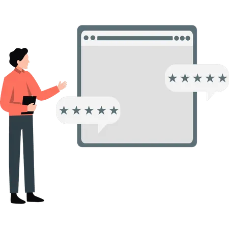 Man showing web star rating  Illustration