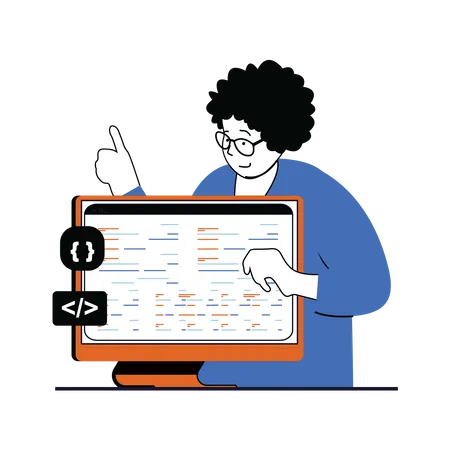 Man showing website development  Illustration