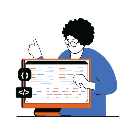 Man showing website development  Illustration