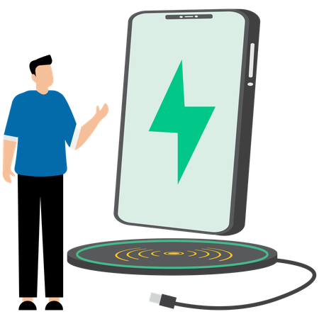 Man showing Wireless Charging Pad  Illustration