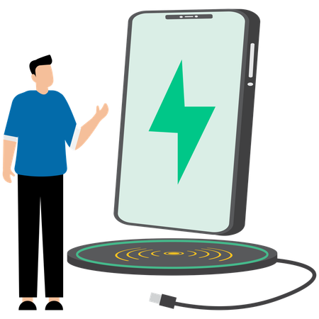 Man showing Wireless Charging Pad  Illustration
