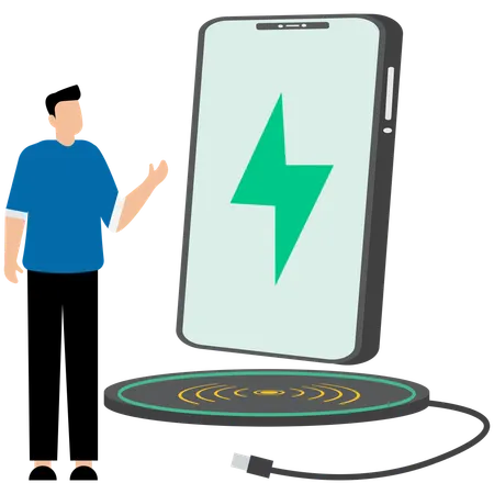 Man showing Wireless Charging Pad  Illustration