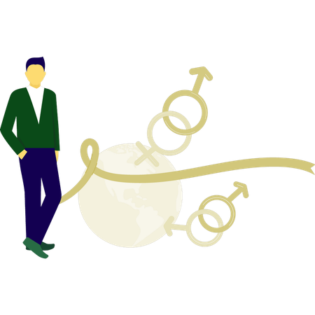 世界エイズデーを示す男性  イラスト