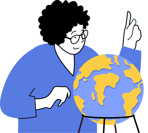 Man showing world map  Illustration