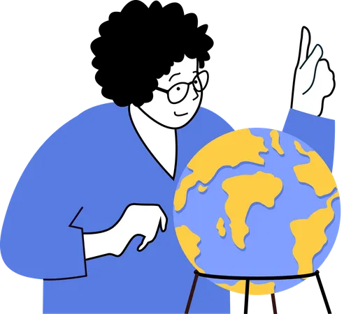 Man showing world map  Illustration