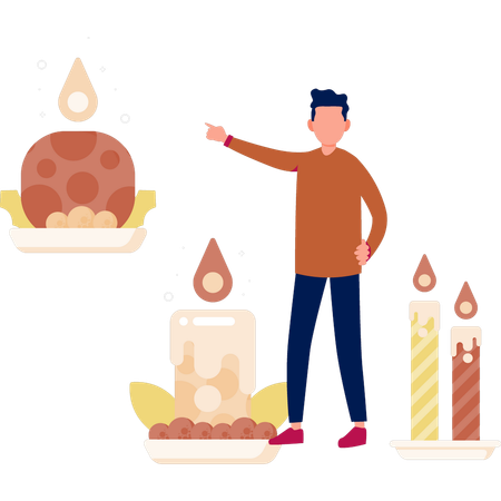 Man showing worship candle  Illustration