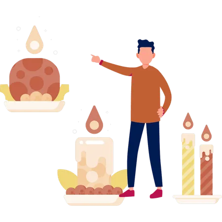 Man showing worship candle  Illustration