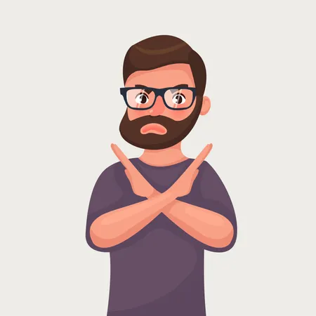 Man shows a gesture stop or no  Illustration