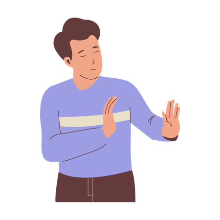 Man shows refusal gesture  Illustration