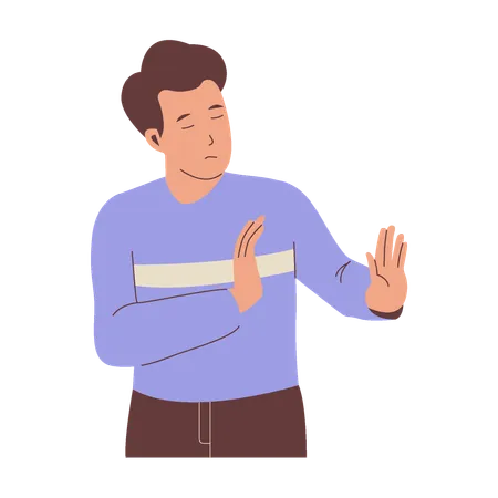 Man shows refusal gesture  Illustration